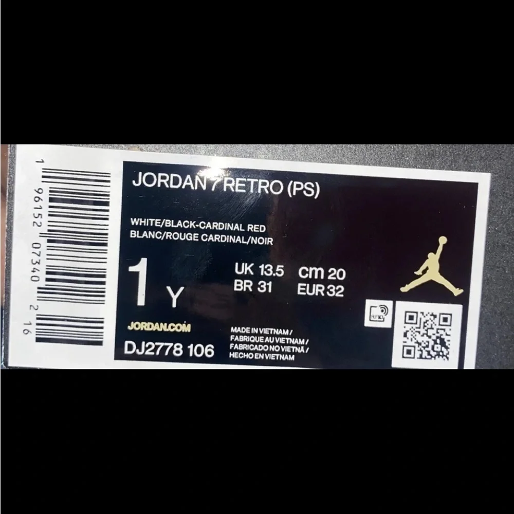Air Jordan‎ Retro 7 (PS) 'Cardinal 2022' Big Kids 1Y